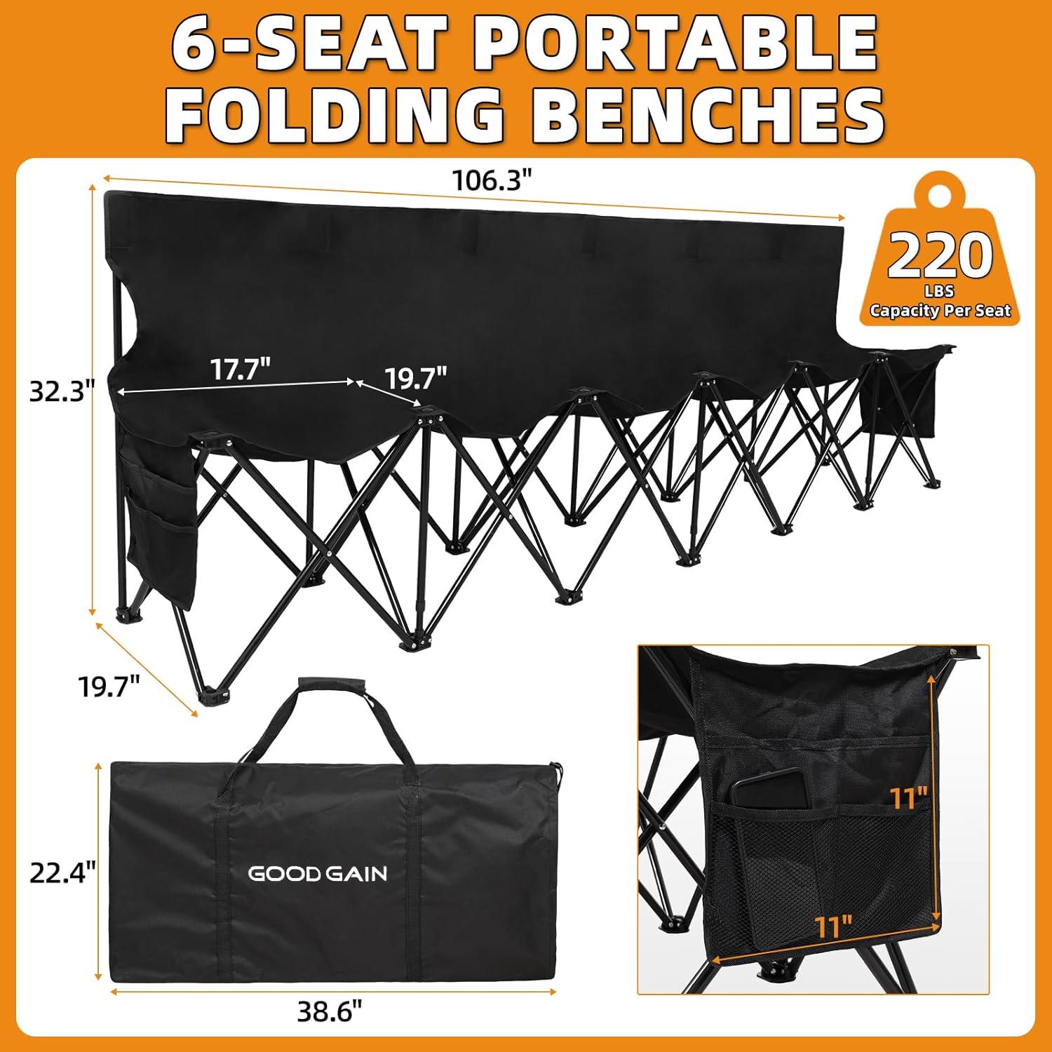 Portable Folding Black Outdoor - đánh giá và giá Outdoor Sport Bench
