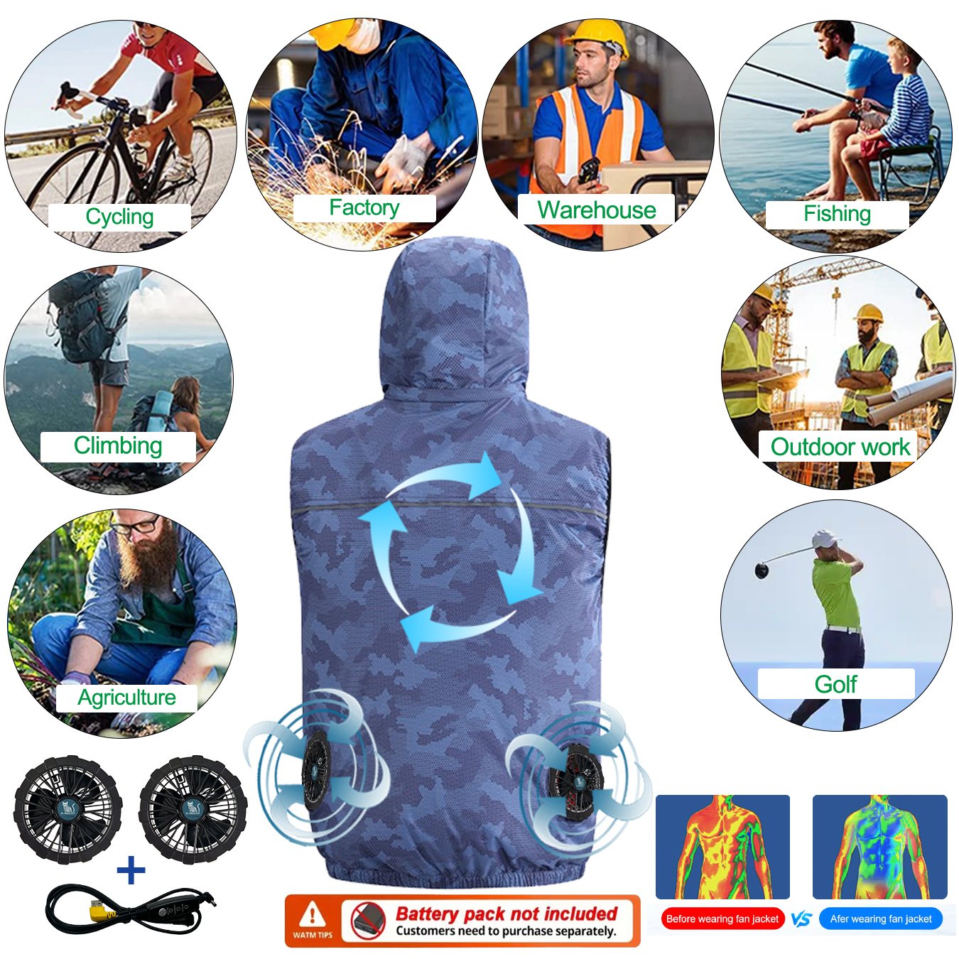 Summer Sport 12V/5V Fan Air Co - đánh giá và giá Outdoor Sport Windbreaker